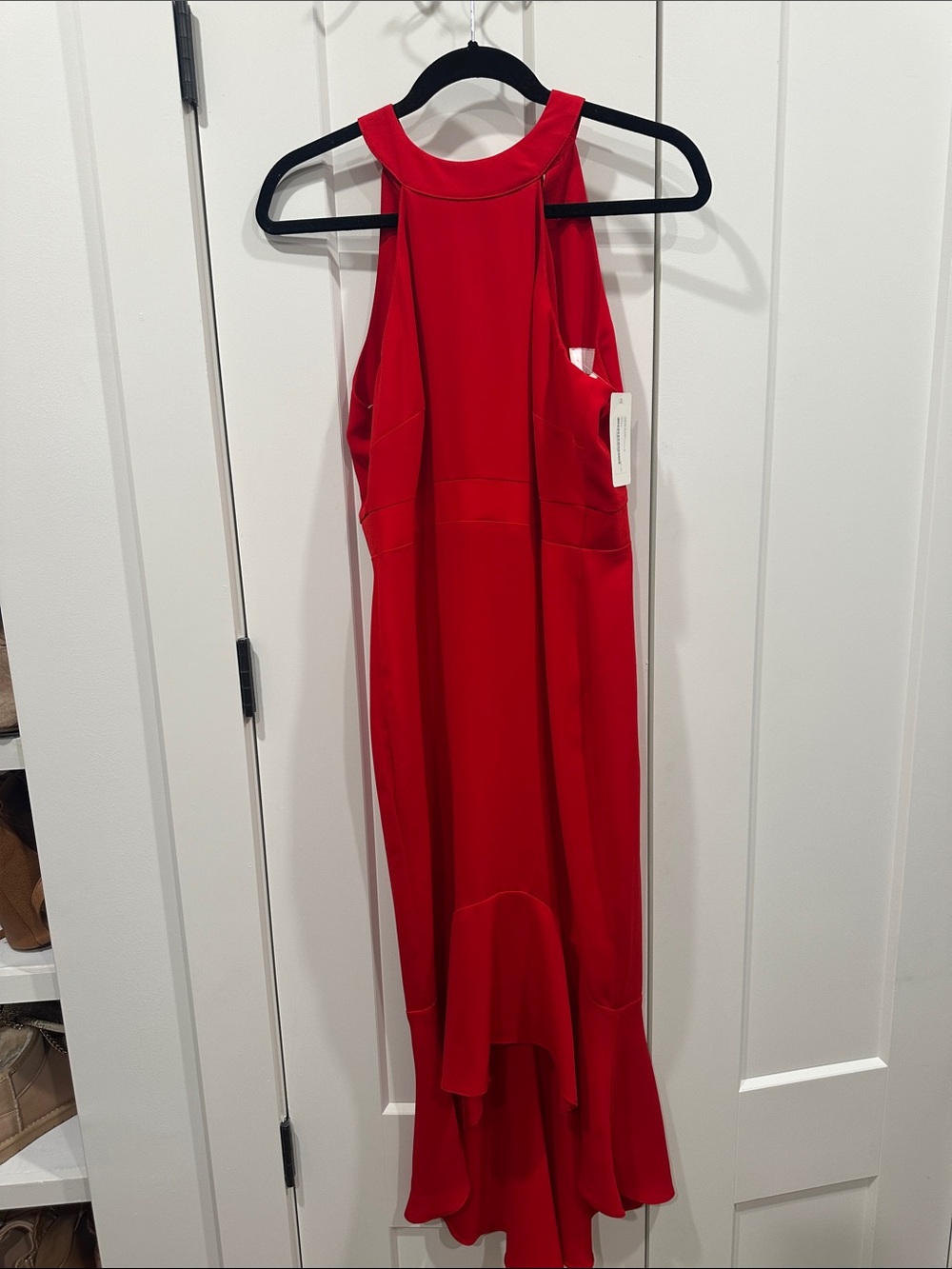 Red Halter Ruffle-Hem Dress - Women